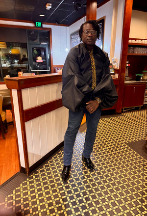 Black Licorice Bubble Sleeve Shirt